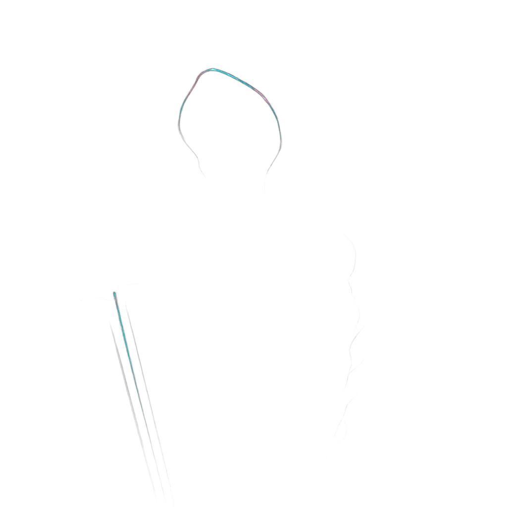 A character similair to the popular character 1x1x1x1x1 from the game forsaken. Very dark kind of transparent bt has colorful cyber like highlights the highlights are only around his hood and sword barely notiacble but around veins on his arm too. Remember he is transparent too