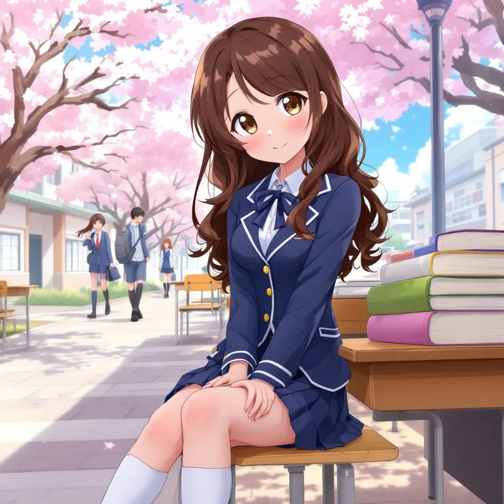 这是一所, school uniform, slice of life anime style, casual pose, school background, anime character portrait, high quality, detailed, best quality, masterpiece, high resolution