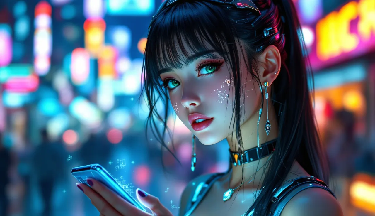 霸气, cyberpunk anime style, futuristic, technological, neon lights, anime character portrait, high quality, detailed, best quality, masterpiece, high resolution