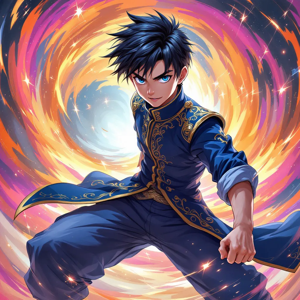 像胡歌一样, anime boy, shonen style, dynamic pose, vibrant colors, action-oriented, anime character portrait, high quality, detailed, best quality, masterpiece, high resolution